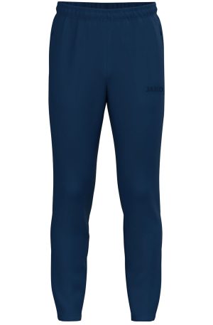 Navy blue athletic joggers with an elastic waistband and a small JAKO logo on the thigh for a sporty look.