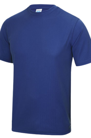 Blue short-sleeve crew-neck T-shirt on a white background (solid cobalt color)